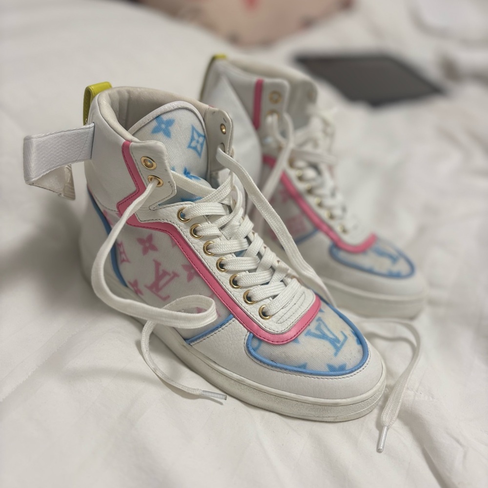 Louis Vuitton White and Pink Ankle Boots